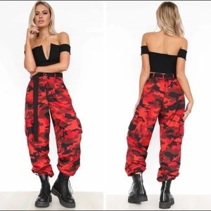I.AM.GIA Put Viper high waisted red camo cargo pants